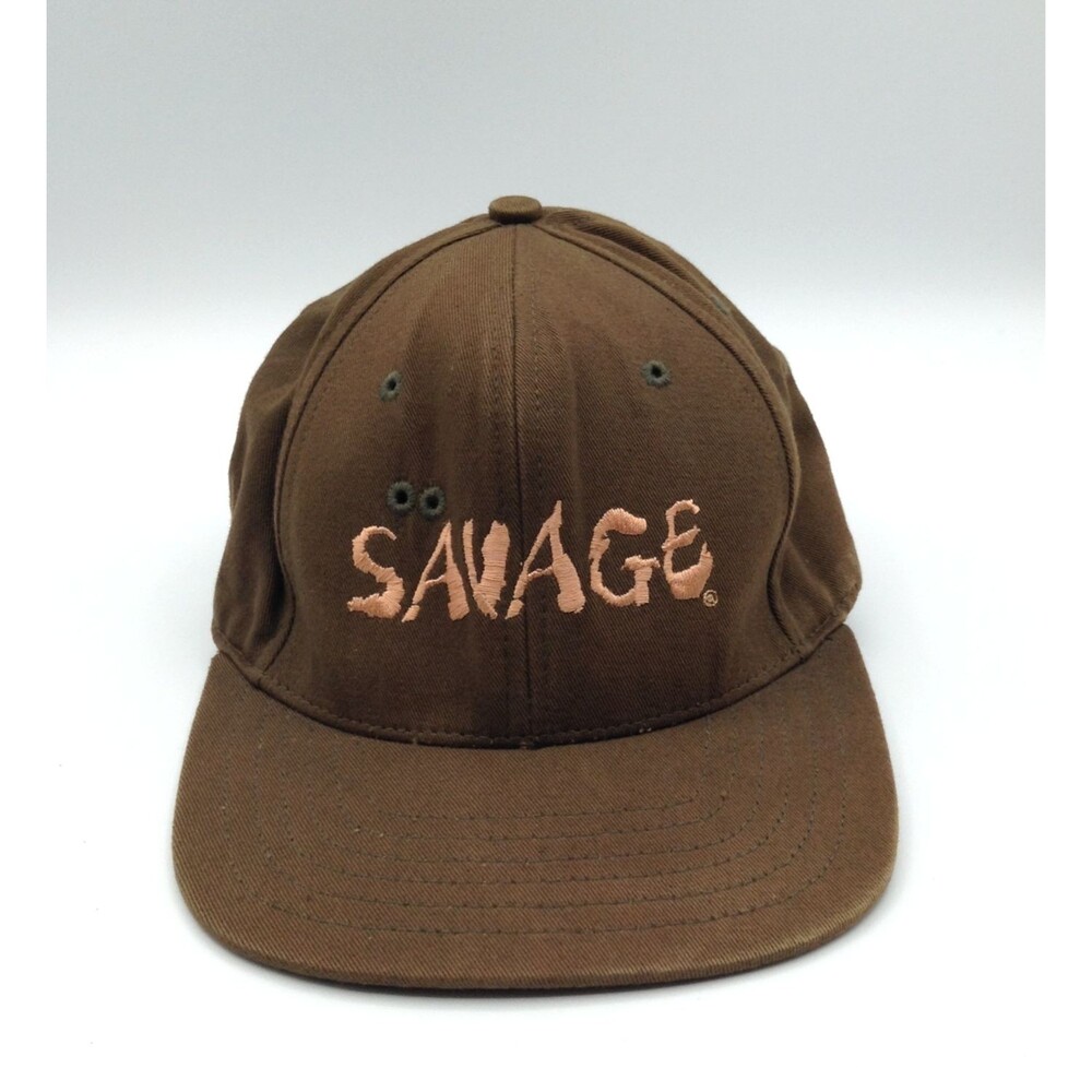 Vtg 90s Baseball Cap Easy Riders Savage Hat Brown Hunting Fish Snapback Made USA